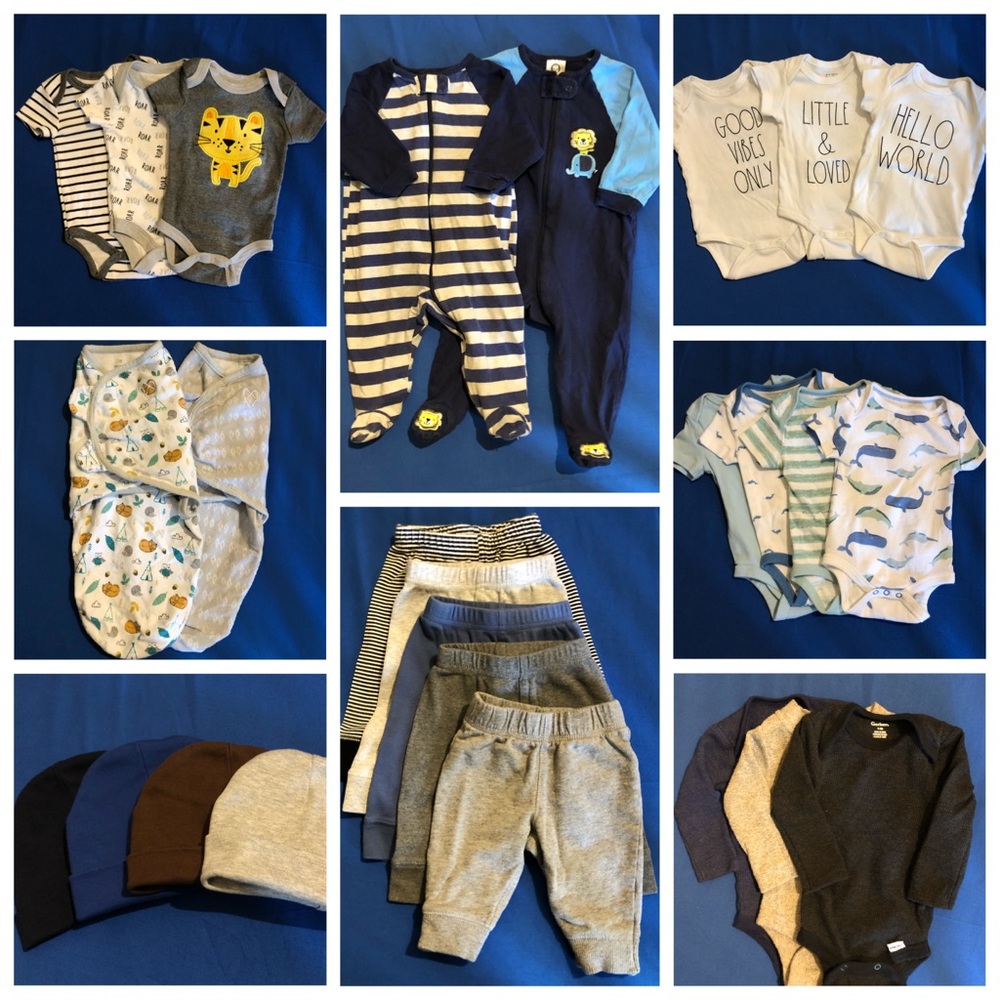 EUC 26 Piece Bundle/Lot 0-3m Clothes Hats Pajamas